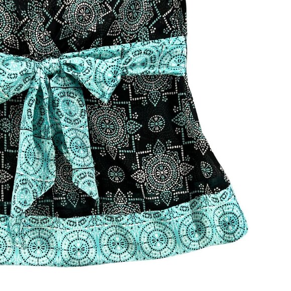 Lane Bryant Womens Plus Size 14/16 Black & Teal Belted Short Sleeve Top V Neck - Picture 5 of 11